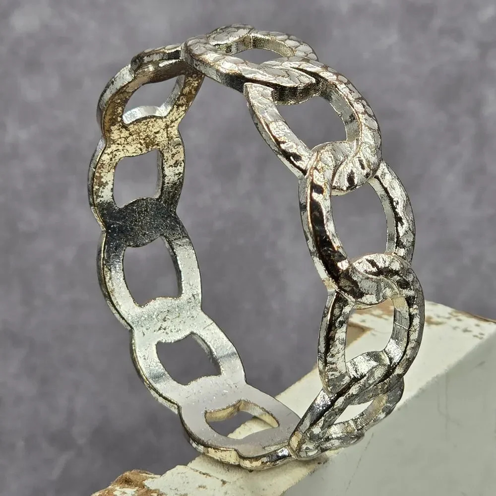 Silver Chain Circle Link Metal‎ Solid Bracelet Fashion Costume Jewelry JB4-10